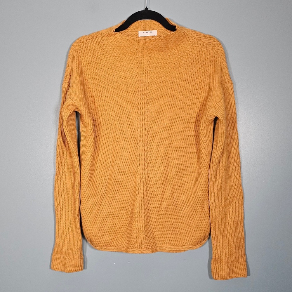 BABATON Mustard‎ Yellow Ribbed Knit Sweater Long Sleeve Size M